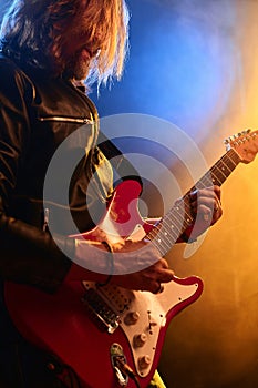 Rock Musician Playing Electric Guitar