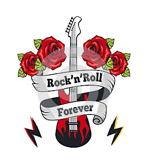 Rock-n-Roll Forever Guitar Vector Illustration