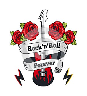 Rock-n-Roll Forever Guitar Vector Illustration photo
