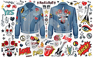 Rock and Roll Theme Icons Vector Illustration Set