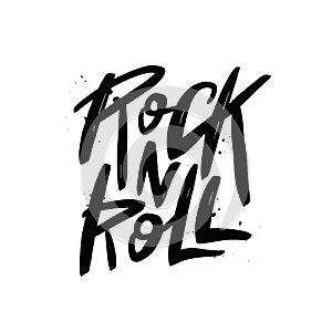 Rock n Roll vector brush lettering inscription. Handwrittern typography print for card, banner, t-shirt, poster