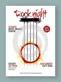 Rock Night Party Flyer, Template or Banner design.