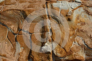 A rock outcrop with interesting patterns and colors