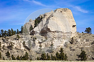 Rock outcrop on the top of a Nebraska ridge