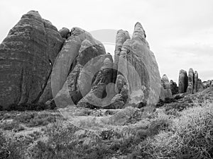 Rock outcropping in Utah - Black and White