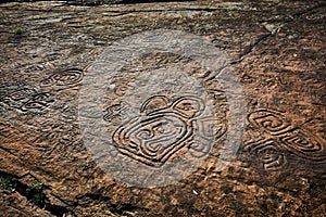 Rock paintings of ancient civilizations. Made by the aborigines of Central America by the Taino Indians. Includes