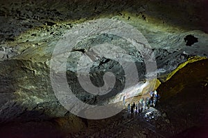 Rock paintings in a stone cave of an ancient prehistoric Neanderthal man. Mammoth. stone Age. Ice Age. Shulgan Tash Cave