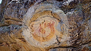 Rock paintings at Vale do Catimbau National Park, BuÃÂ­que, Pernambuco, Brazil photo