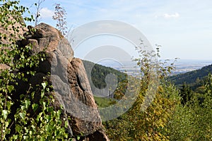 Rock and Panorama in Autumn in the Harz Mountains, Ilsenburg, Saxony - Anhalt
