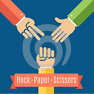 Rock Paper and Scissor Game Flat. Vector