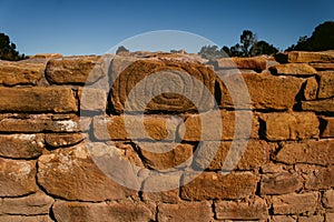 Rock petroglyph in ancient dwelling wall