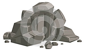 Rock pile. Cartoon stone formation. Nature element