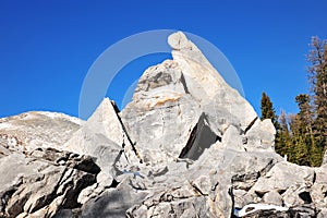 Rock piles and mountains