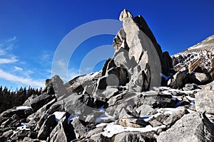 Rock piles and mountains
