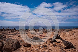 Rock piles in playa blanca