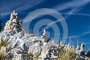 Rock piles on the summit of Mount Lovcen at sunset,Montenegro,Eastern Europe