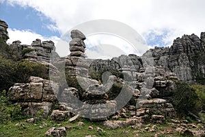 Rock pillar of El Torcal de Antequera in Andalusia, Spain