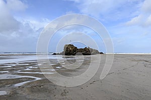Rock on Perranporth Beach, Cornwall, UK