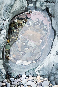 Rock pool with a selection of pebbles