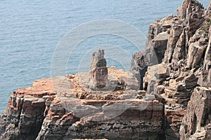 Rock, promontory, historic, site, cliff, coast, archaeological, sea, terrain, sky, cape, klippe, escarpment, formation, ancient, h