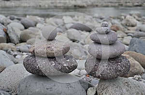 Rock pyramids along the river Brembo photo