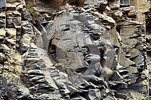 Rock quarry wall texture closeup