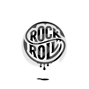 Rock and Roll circle lettering with ink white