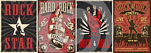 Rock and roll colorful posters