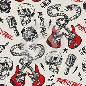 Rock and roll seamless pattern