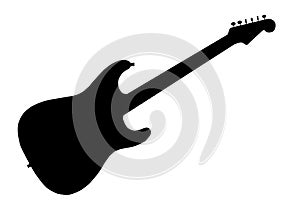 Rock And Roll Electric Guitar Silhouette On White photo