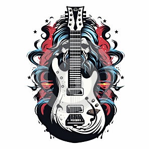 Rock and roll, Punk man. Grunge print for T-shirt with rock style. AI Generative