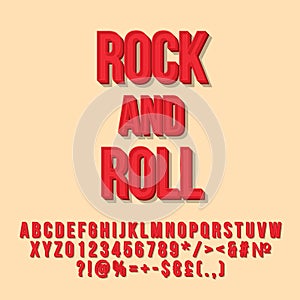 Rock and roll red vintage 3d vector lettering