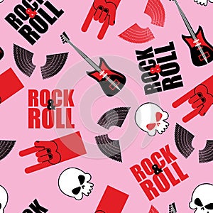 Rock and roll seamless pattern. Symbol of rock music. Background