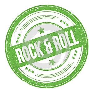 ROCK & ROLL text on green round grungy stamp