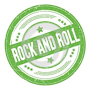 ROCK AND ROLL text on green round grungy stamp
