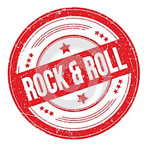 ROCK & ROLL text on red round grungy stamp