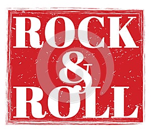 ROCK & ROLL, text on red stamp sign