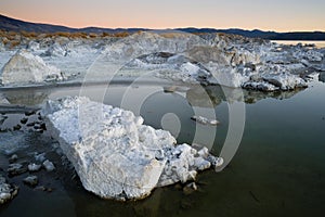 Rock Salt Tufa Formations Sunset Mono Lake California Nature Out