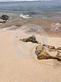 Rock, sand, sea shore, coast is very beautifull