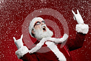 Rock Santa Claus on Red