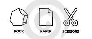 Rock scissors and paper vector icon set. Roshambo game concept