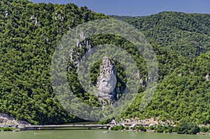 Rock sculpture of Decebalus at Danube river in Romania