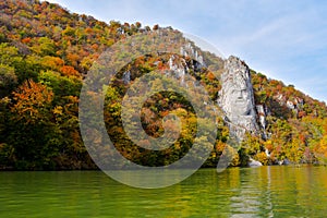 The rock sculpture of Decebalus located near the city of Orsova