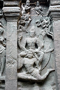 Rock sculptures Ellora caves photo