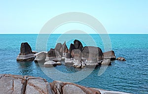 Rock and sea at Hin Ta Hin yai, landmark of Koh Samui, Thailand