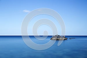 Rock in the sea, longtime exposure