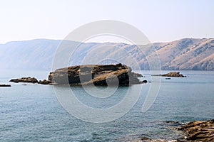 Rock in the sea, Lopar on the island Rab in Croatia