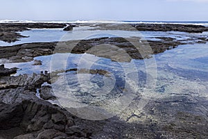 Rock shelf and ocean at puuhonua o honaunau