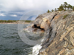 Rock shore on Baltic sea