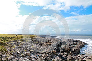 A rock shoreline